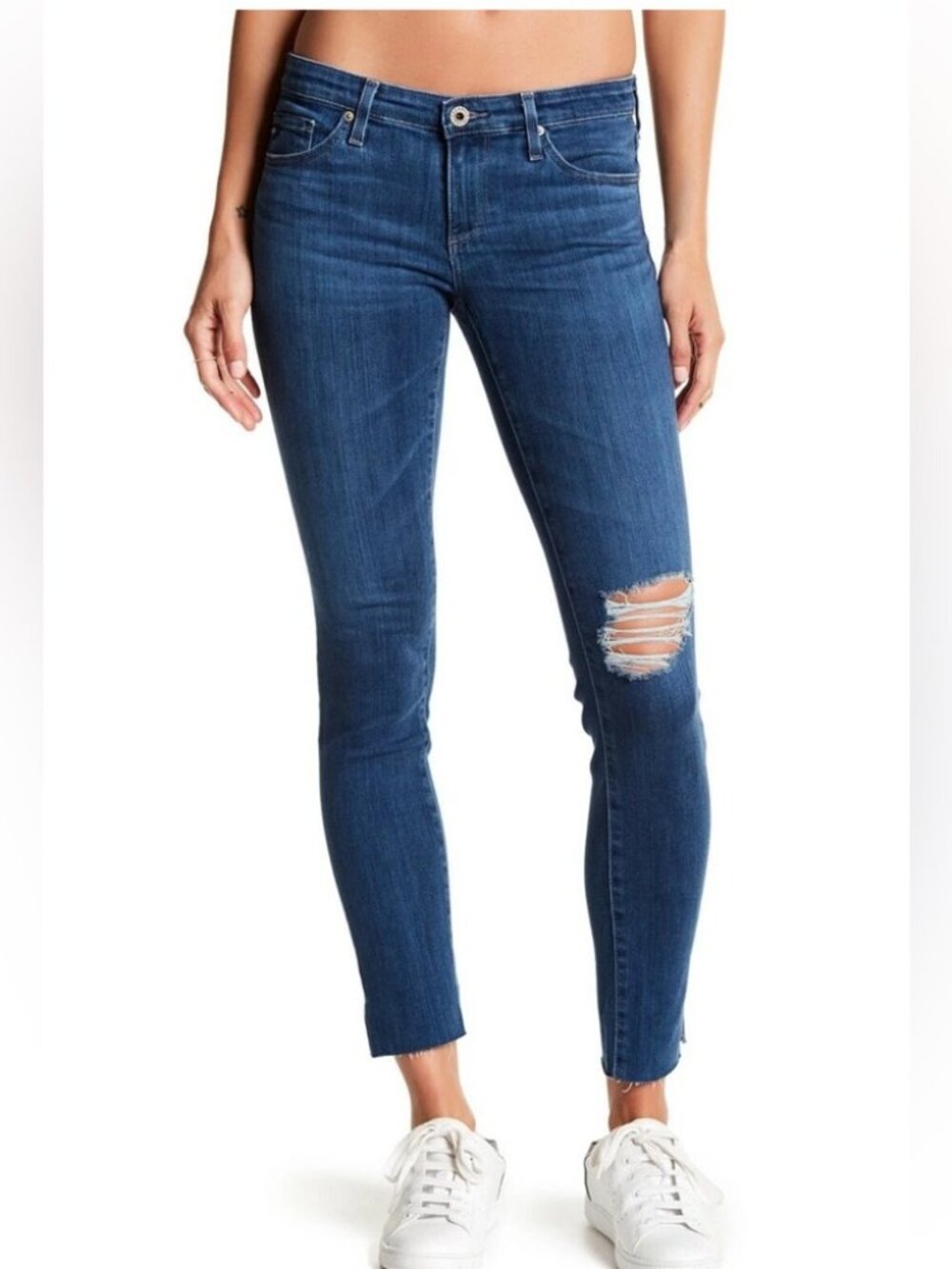 AG Adriano Goldschmied The Legging Ankle Super Skinny Distressed Raw Hem Size 25